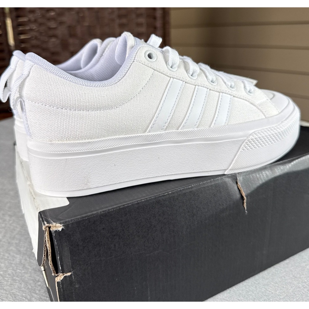 Adidas Bravada 2.0 Platform Women 7 White New IE2309 Canvas Chunky Fairy Sneaker - Picture 3 of 13